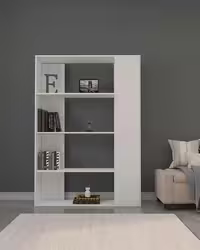 کتابخانه مینیمال ام دی اف سفید با روکش برجسته مدل L.0012