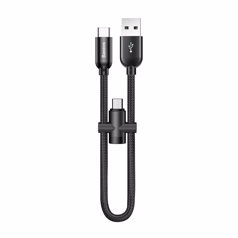 کابل تبدیل USB به تایپ سی و لایتنینگ برند بیسوس مدل U-shaped