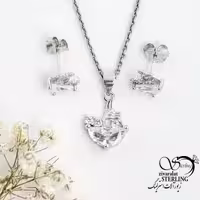 نیم ست نقره نگین جواهری با عیار925 کد 16814