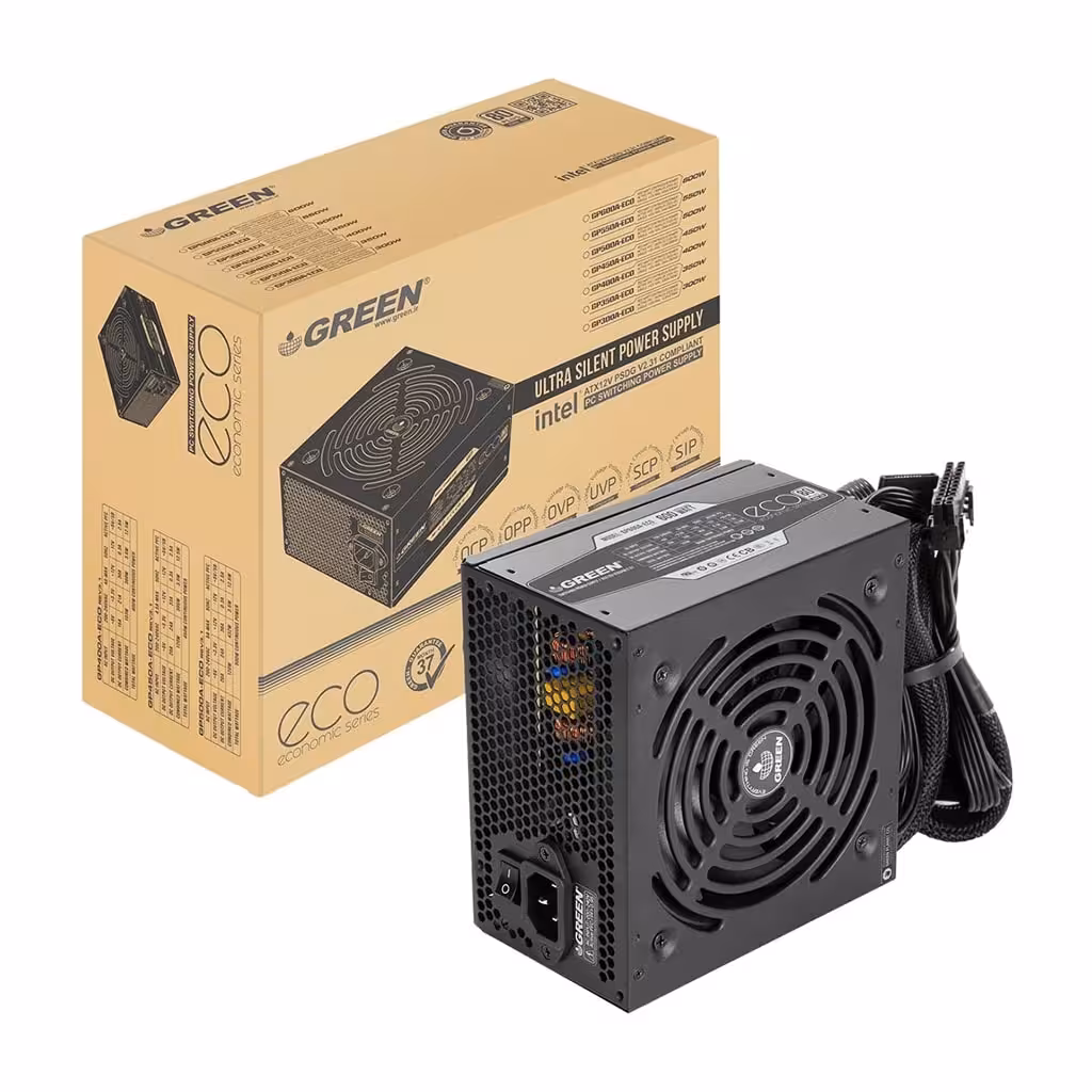 منبع تغذیه کامپیوتر گرین مدل GREEN GP600A-ECO Rev3.1