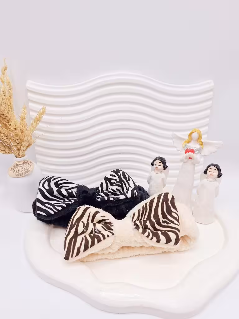 هدبند حوله ای پلنگی طرح پاپیون