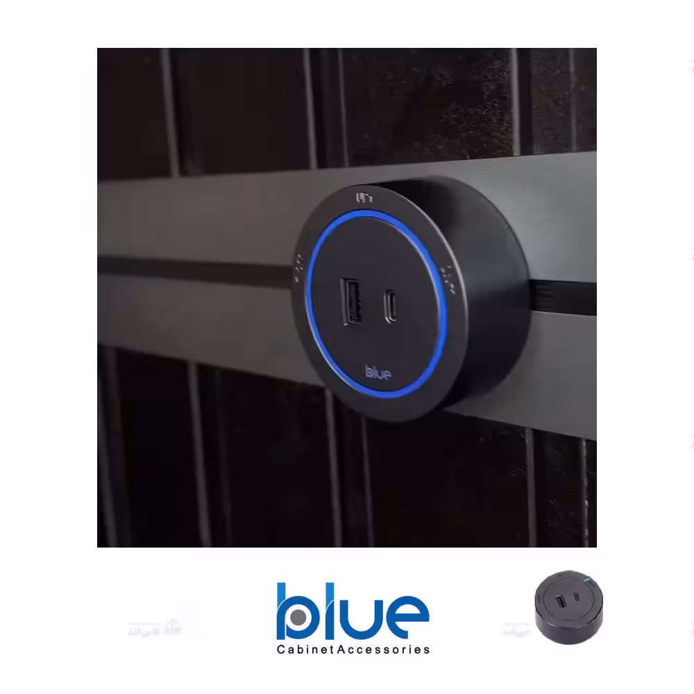 سوکت ریلی دو شاخه USB خور (Type A،C) لایتینگ دار بلو مدل BK14