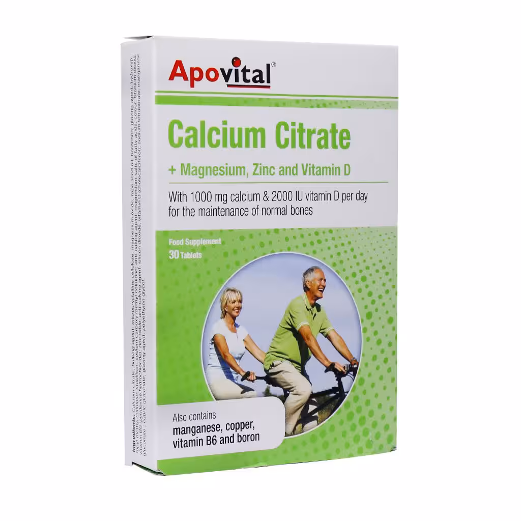 قرص کلسیم سیترات آپوویتال به همراه منیزیم، زینک و ویتامین دی (30 عدد)