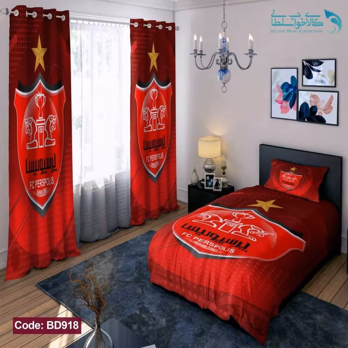 روتختی طرح پرسپولیس قرمز یکنفره کد BD918