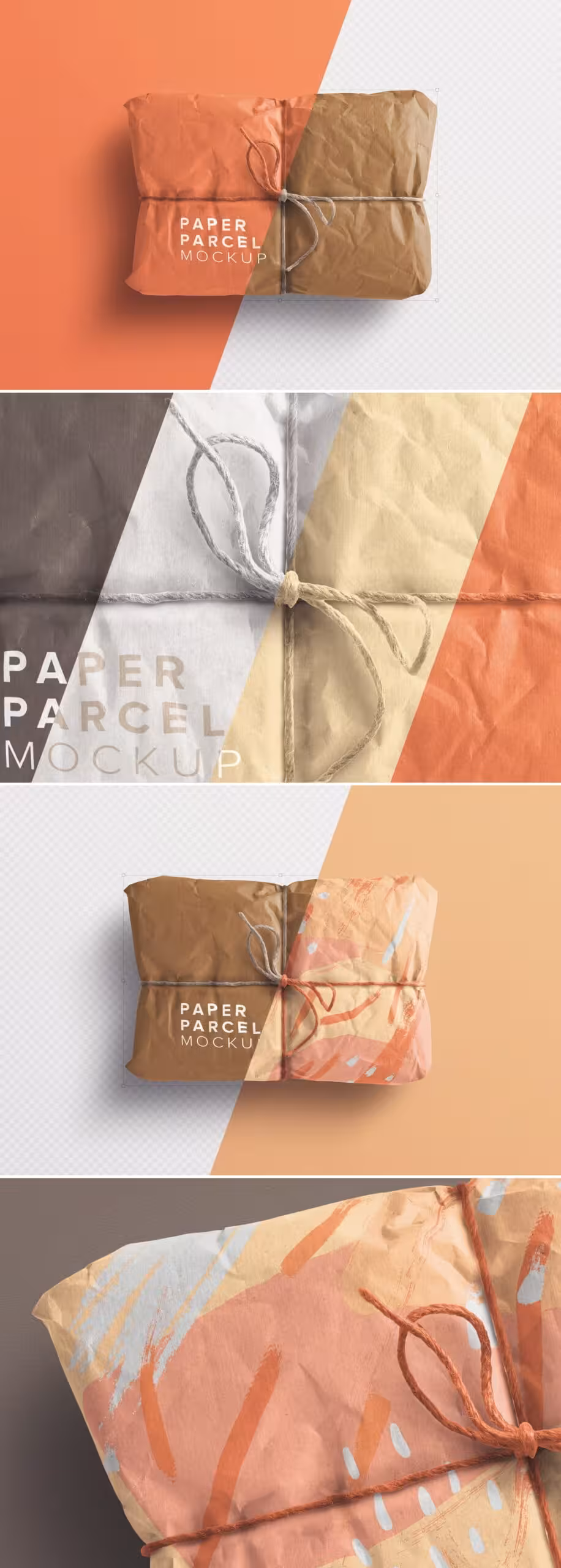 دانلود Paper Parcel Mockup with Twine – موکاپ بسته کاغذی