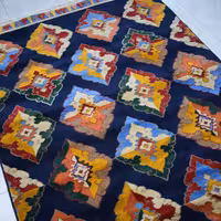 فرش پاتریس  فرش گلیم مدرن 400شانه طرح دورین سرمه ای قالیچه 4متری