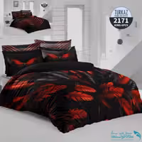 روتختی طرح پر های قرمز دو نفره برند Turkaz کد 2171