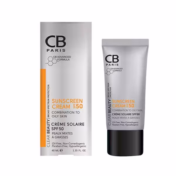 کرم ضد آفتاب بی رنگ spf 50 پوست چرب و مختلط CB