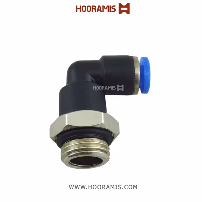 فیتینگ زانوئی پنوماتیک با شلنگ خور 4 میلیمتر و سایز دنده نری 1/4 اینچ