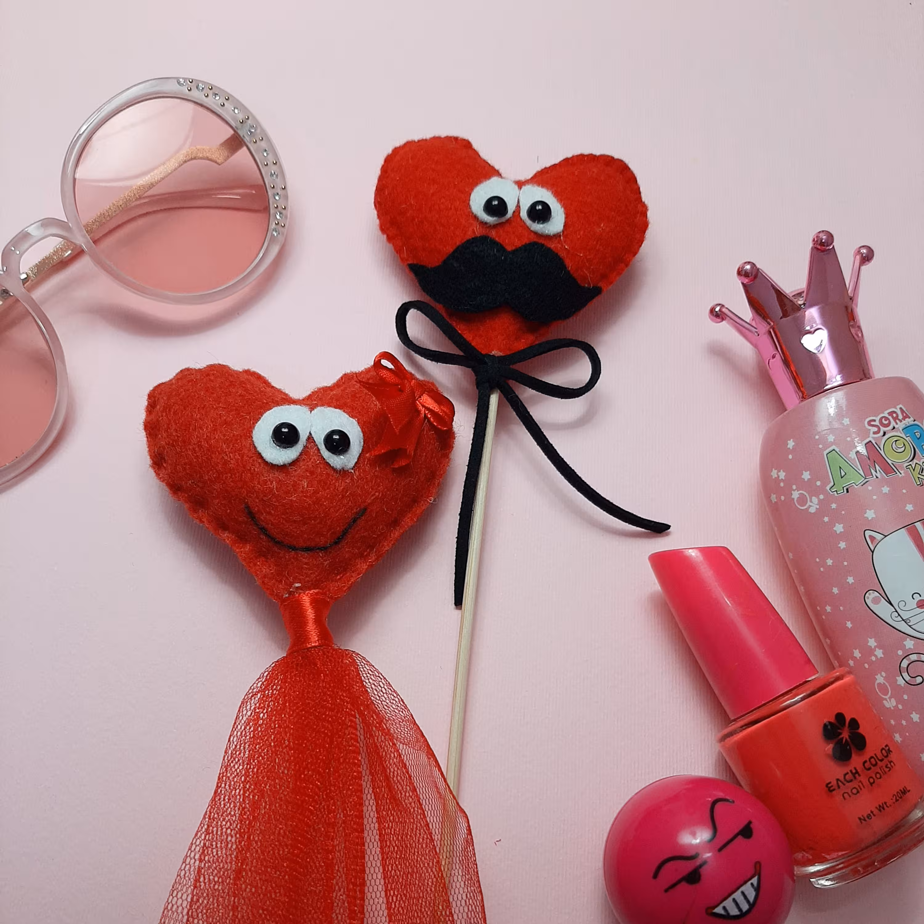 تاپر قلب نمدی آقا و خانم مناسب هدیه و ولنتاین