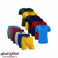 پک اقتصادی شورت و زیرپوش آستین دار تابستانی نیکو رنگبندی روشن مجموعه 12 عددی