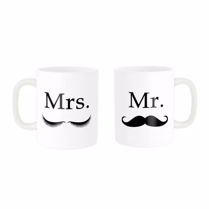 ماگ ناریکو طرح فانتزی مدل ست عاشقانه Mr  Mrs کد 02 مجموعه دو عددی