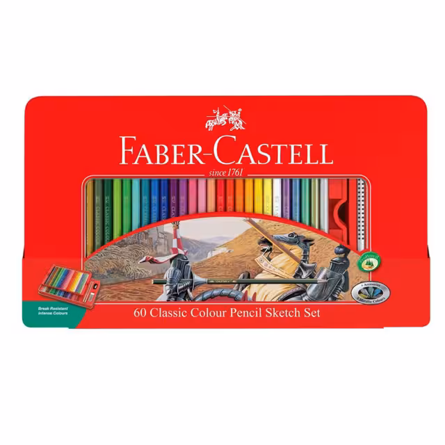 مداد رنگی تخت فلز فابر کاستل مدل Classic بسته 60 عددی