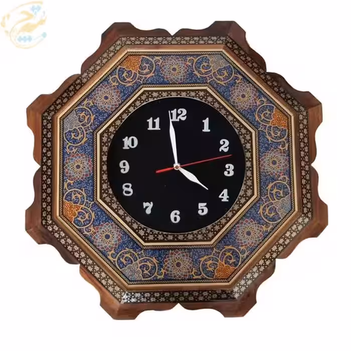 ساعت دیواری خاتم کاری صفحه جیر مدل تذهیب دالبری