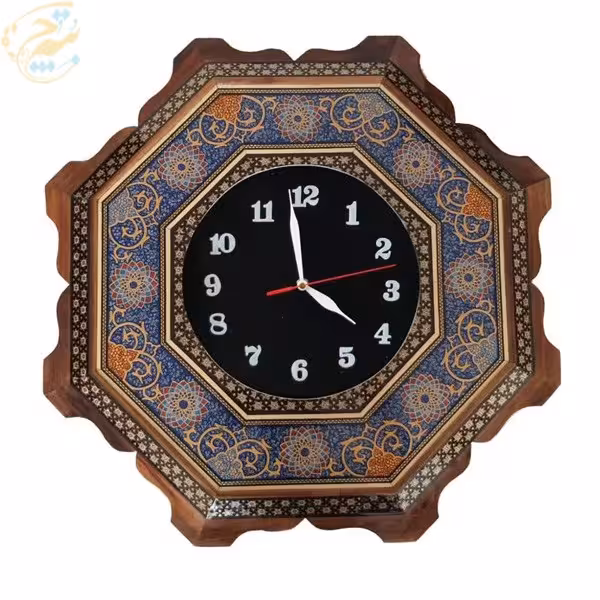 ساعت دیواری خاتم کاری صفحه جیر مدل تذهیب دالبری