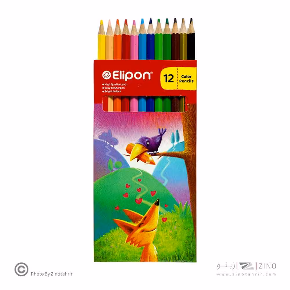 مداد رنگی 12رنگ جعبه مقوایی الیپون
