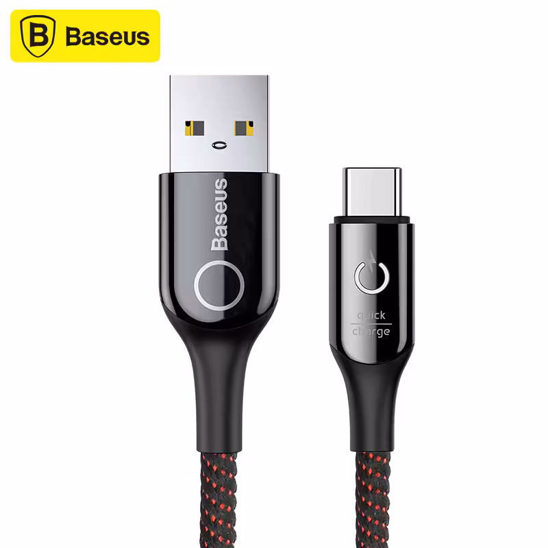 کابل شارژ تایپ سی هوشمند بیسوس Baseus C-shaped light intelligent Type-C cable