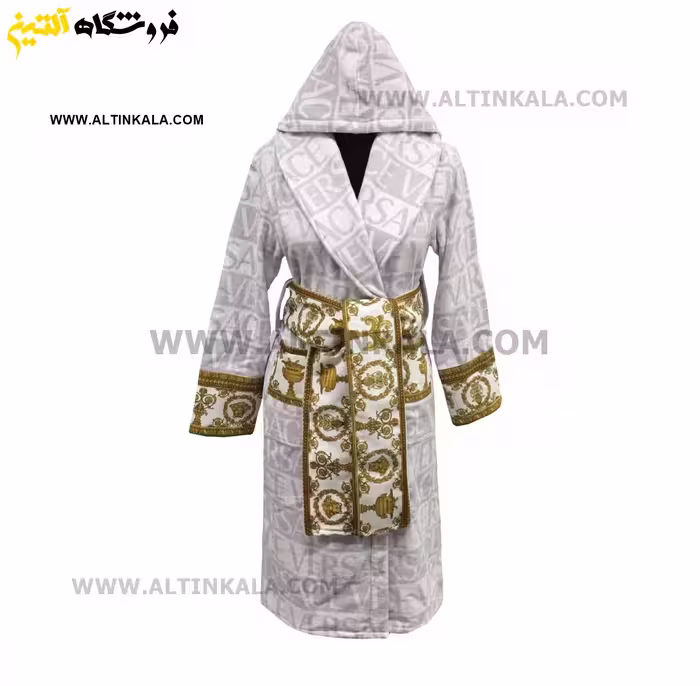 حوله پالتویی پودایران طرح ورساچه سفید سایز 105