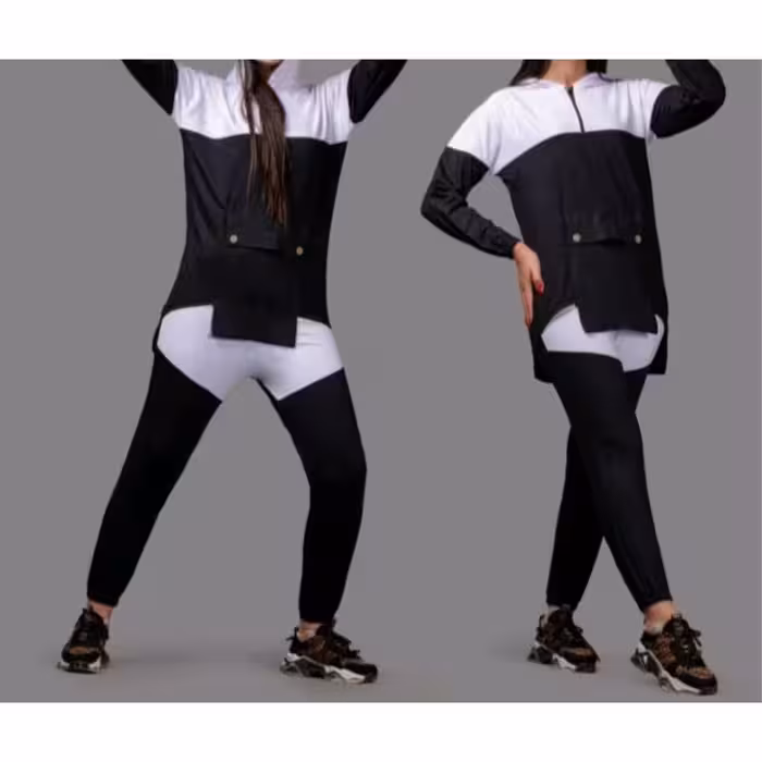 ست هودی شلوار جلو جیب زنانه جنس ویسکوز پنبه مناسب سایز 36تا44 