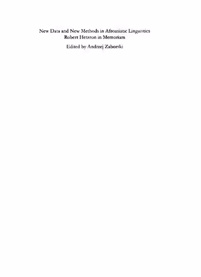 خرید و دانلود نسخه کامل کتاب New data and new methods in Afroasiatic linguistics : Robert Hetzron in memoriam