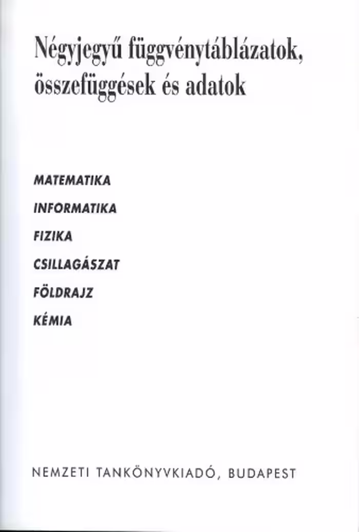 خرید و دانلود نسخه کامل کتاب Négyjegyű függvénytáblázatok, összefüggések és adatok