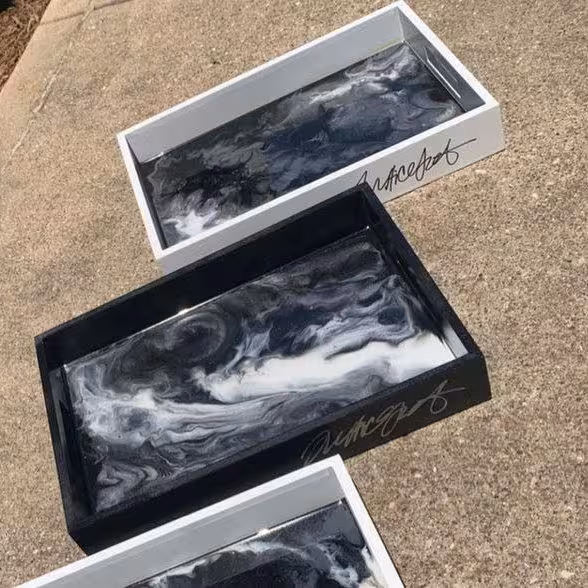 سینی رزین طرح ابر و بادی