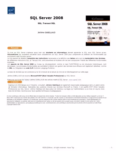 خرید و دانلود نسخه کامل کتاب SQL Server 2008 - SQL, Transact SQL - Conception et réalisation d'une base de données
