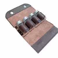 ست جا ادویه 4 پارچه شیشه ای با کیف چرمی