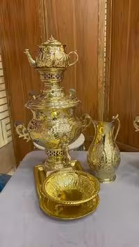 ست سماور برنج ذغالی  3 لیتری