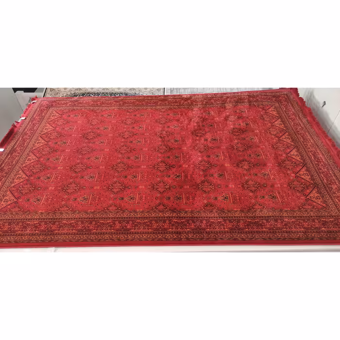 فرش ماشینی زمرد مشهد مدل کهنه نما زمینه لاکی