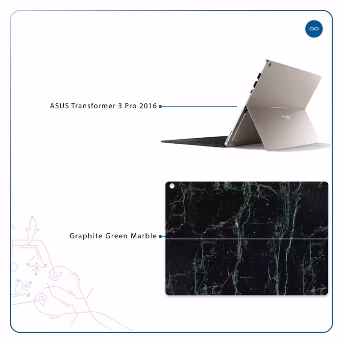 برچسب پوششی ماهوت مدل Graphite-Green-Marble مناسب برای تبلت ایسوس Transformer 3 Pro 2016