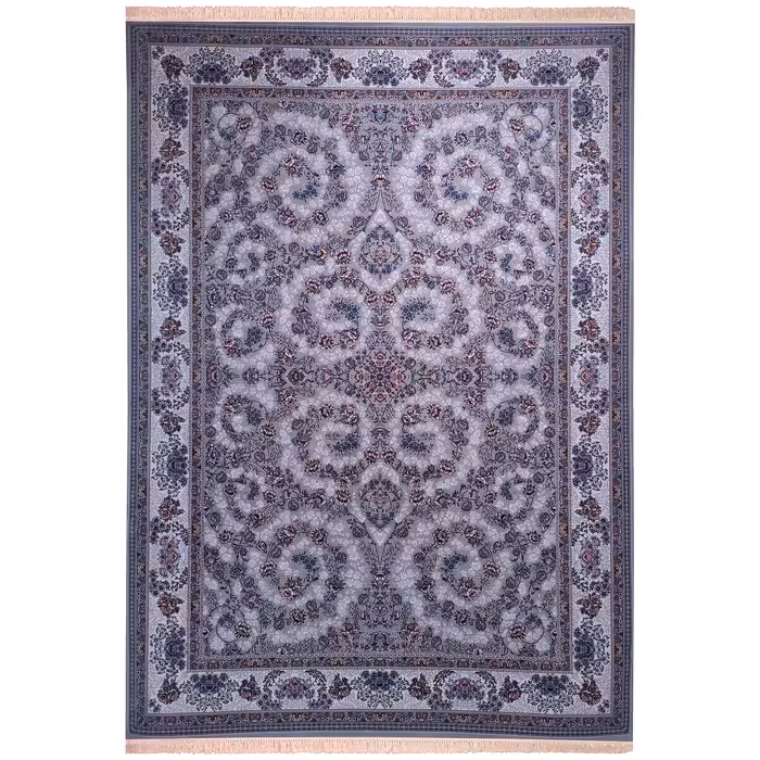  فرش ماشینی زمرد مشهد مدل گل آذین زمینه طوسی