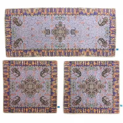 ست 3 تکه رومیزی ترمه صفائی مدل مربع-مستطیل کد 18