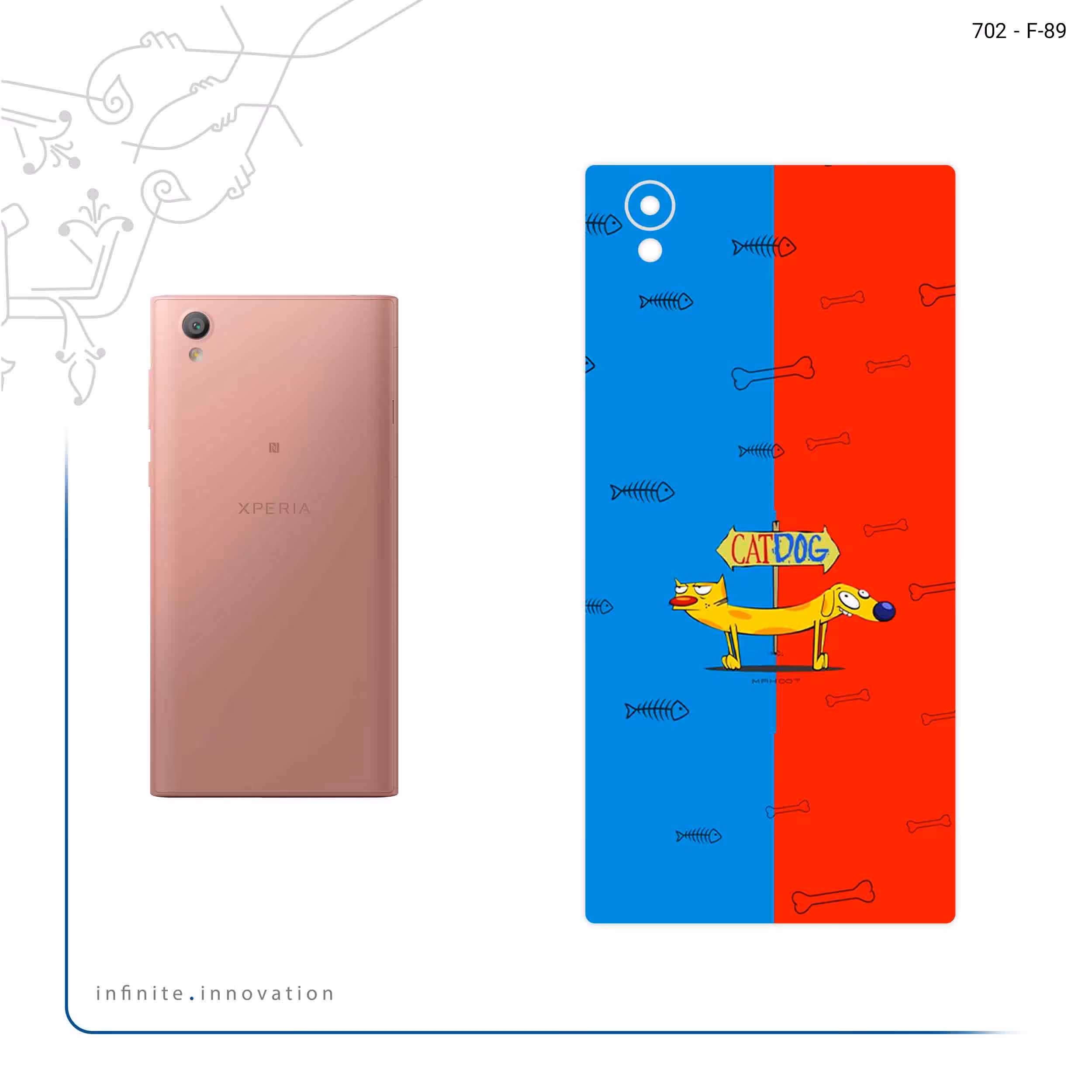 برچسب پوششی ماهوت مدل CatDog مناسب برای گوشی موبایل سونی Xperia L1