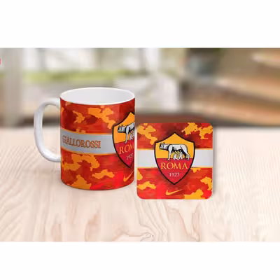 ماگ طرح تیم فوتبال آ اس رم به همراه زیر لیوانی