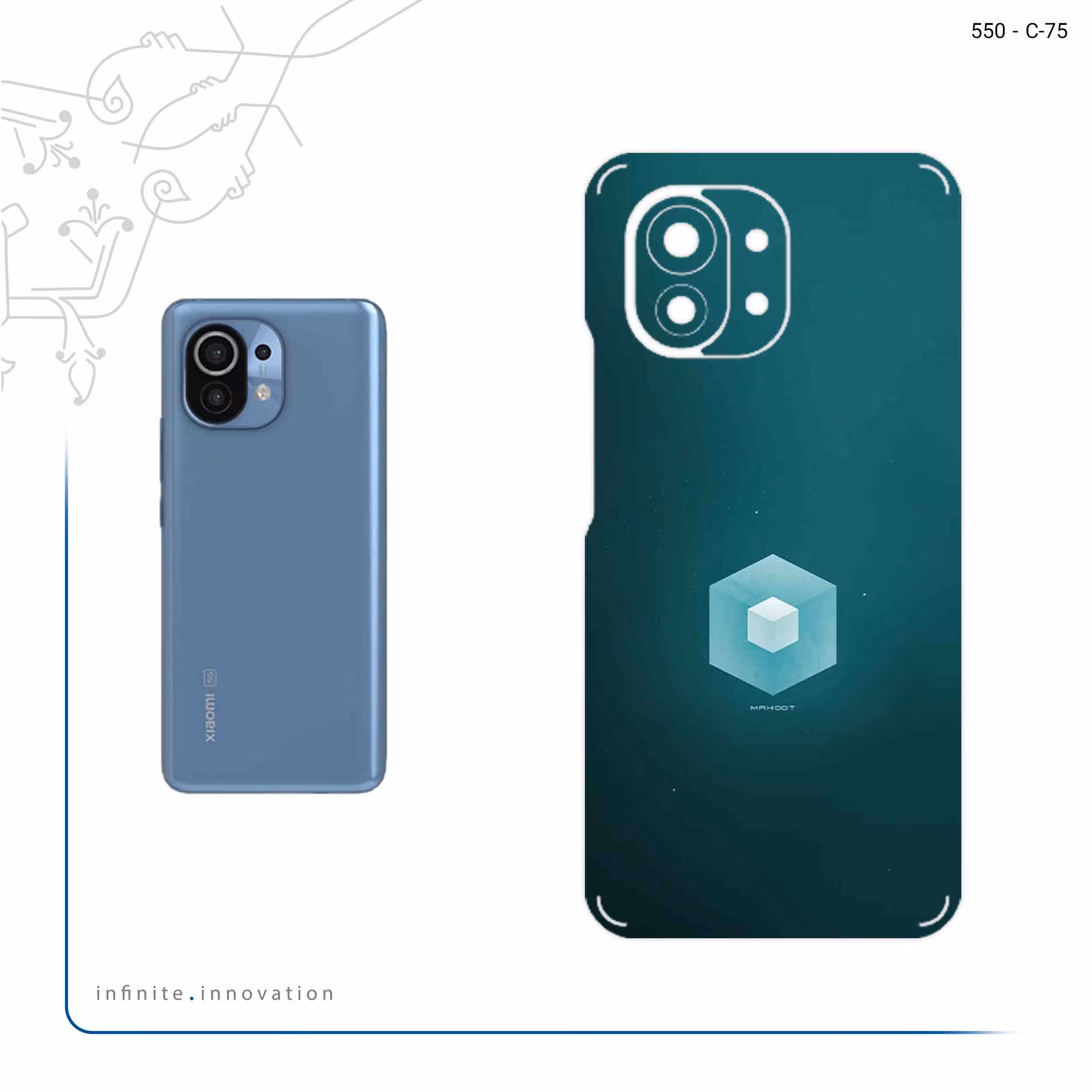 برچسب پوششی ماهوت مدل Minimal Cube icon مناسب برای گوشی موبایل شیائومی Mi 11 5G