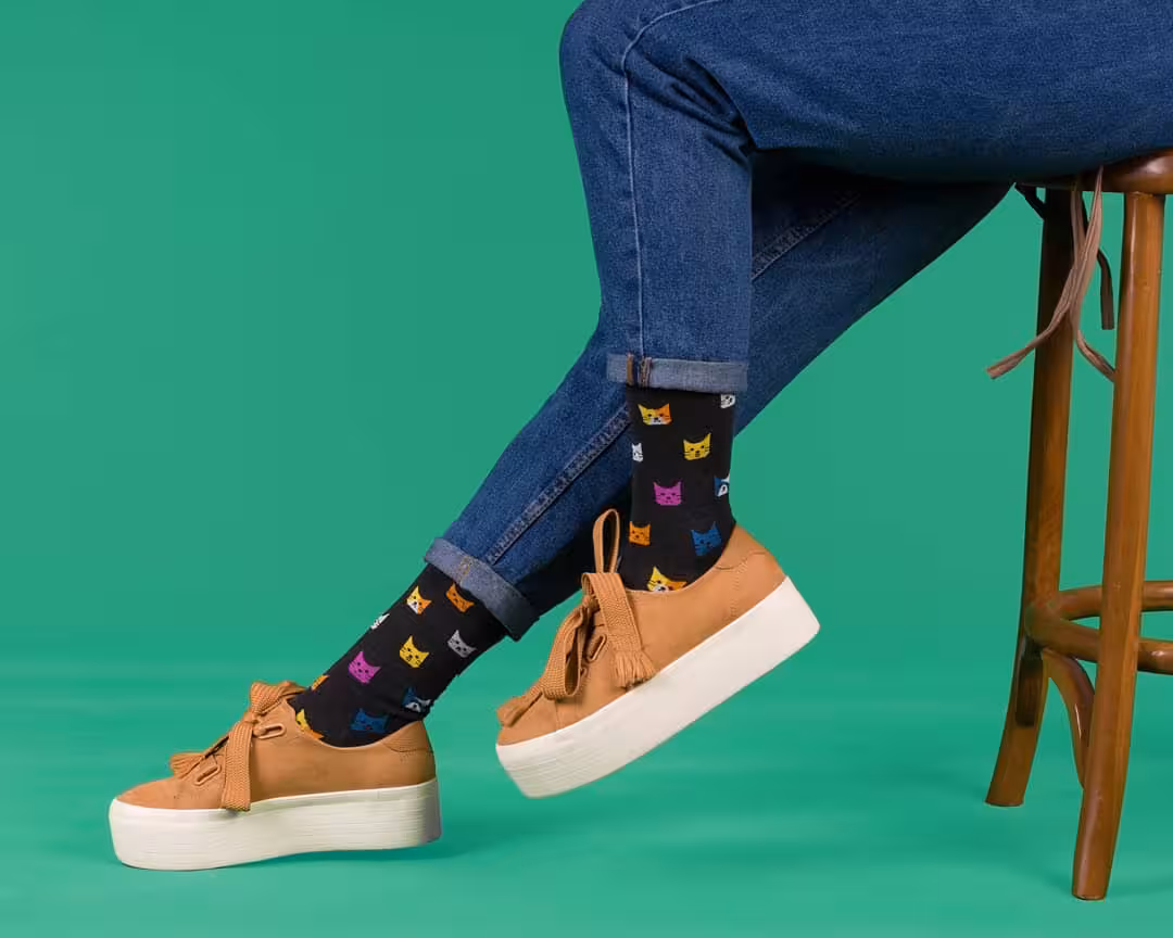 جوراب ساقدار داینوساکس طرح گربه