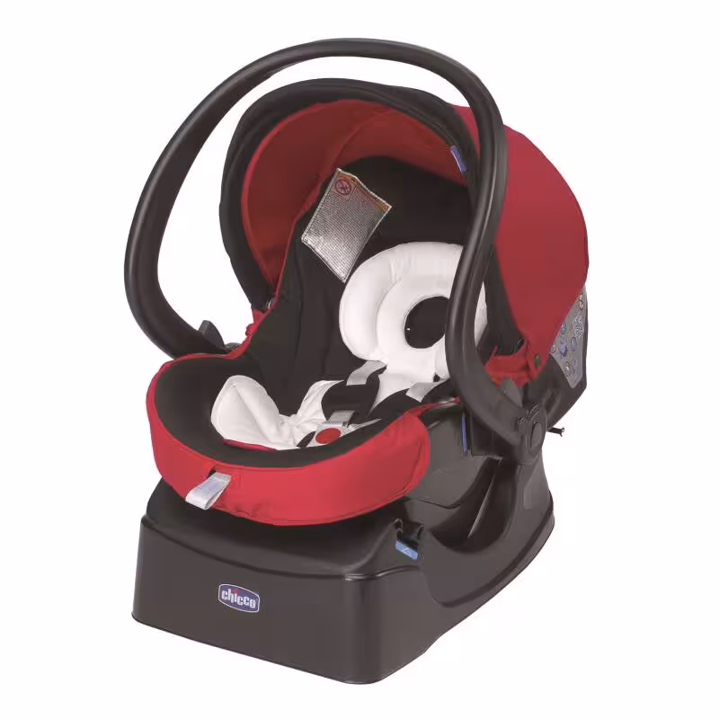 کریر چیکو اصل با بیس کریر و رنگ قرمز مشکی  و تشک دوبل میکروفایبر Chicco