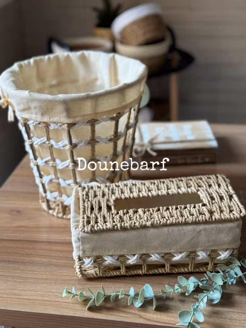 سطل و جا دستمال حصیری