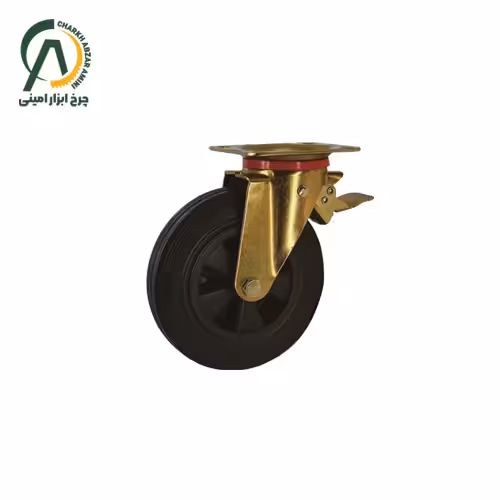 چرخ زباله ای پلاستیکی گردان ترمزدار قطر 200 میلی متر