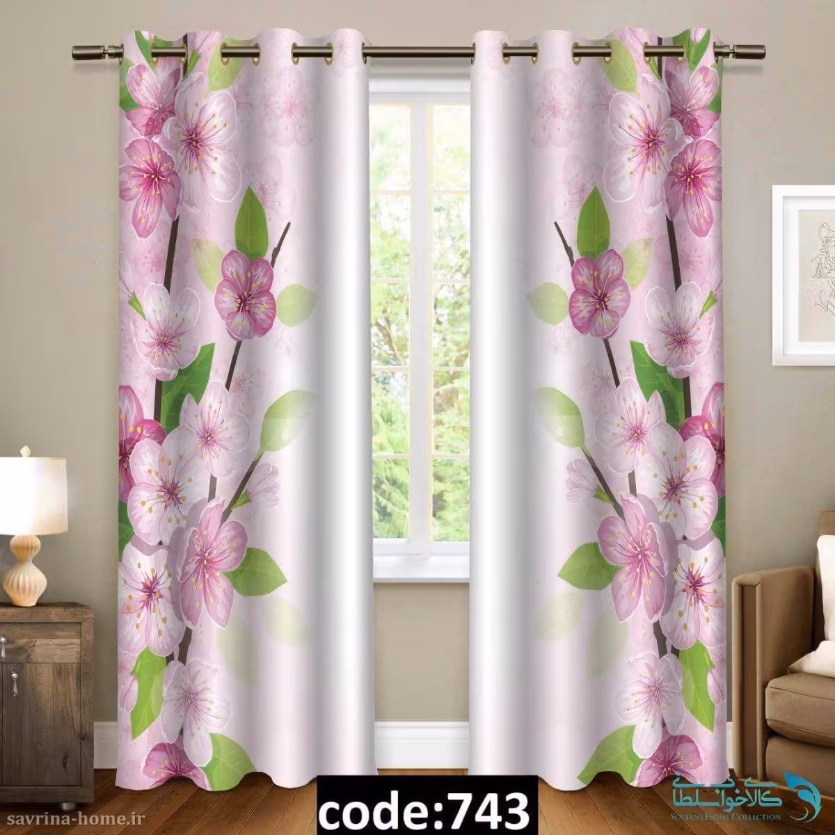 پرده پانچی سری گل مدل Sh-743