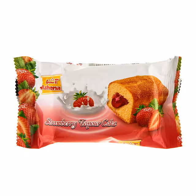 کیک توپر توت‌ فرنگی آشنا 35 گرمی