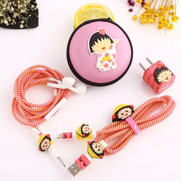 پک محافظ کابل شارژ با کیف دختر چینی China Girl Usb Cable Protector