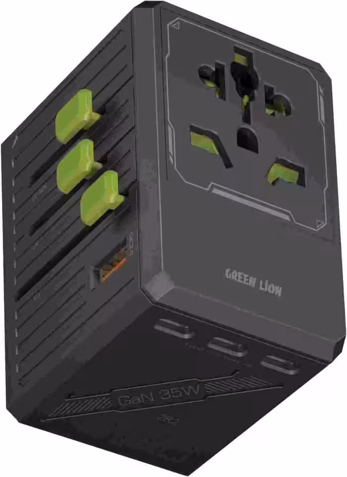 آداپتور گالیوم نیترید گرین لیون 35 وات 6 کاره | کابل 2 در 2 – مشکی