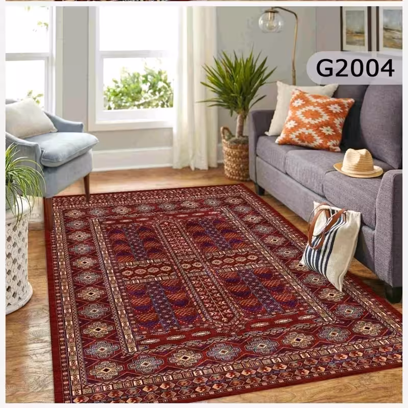 فرشینه مخمل ترک 4متری طرح گبه سنتی مناسب دکوراسیون داخلی