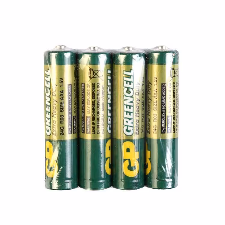 باتری نیم قلمی AAA برند GP مدل Extra Heavy Duty شرینک 4 عددی