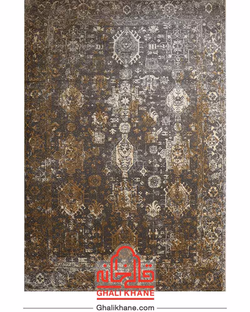 گلیم فرش ماشینی ساوین کد 4061 طوسی