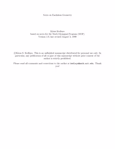 خرید و دانلود نسخه کامل کتاب Notes On Euclidean Geometry (Math Olympiad)