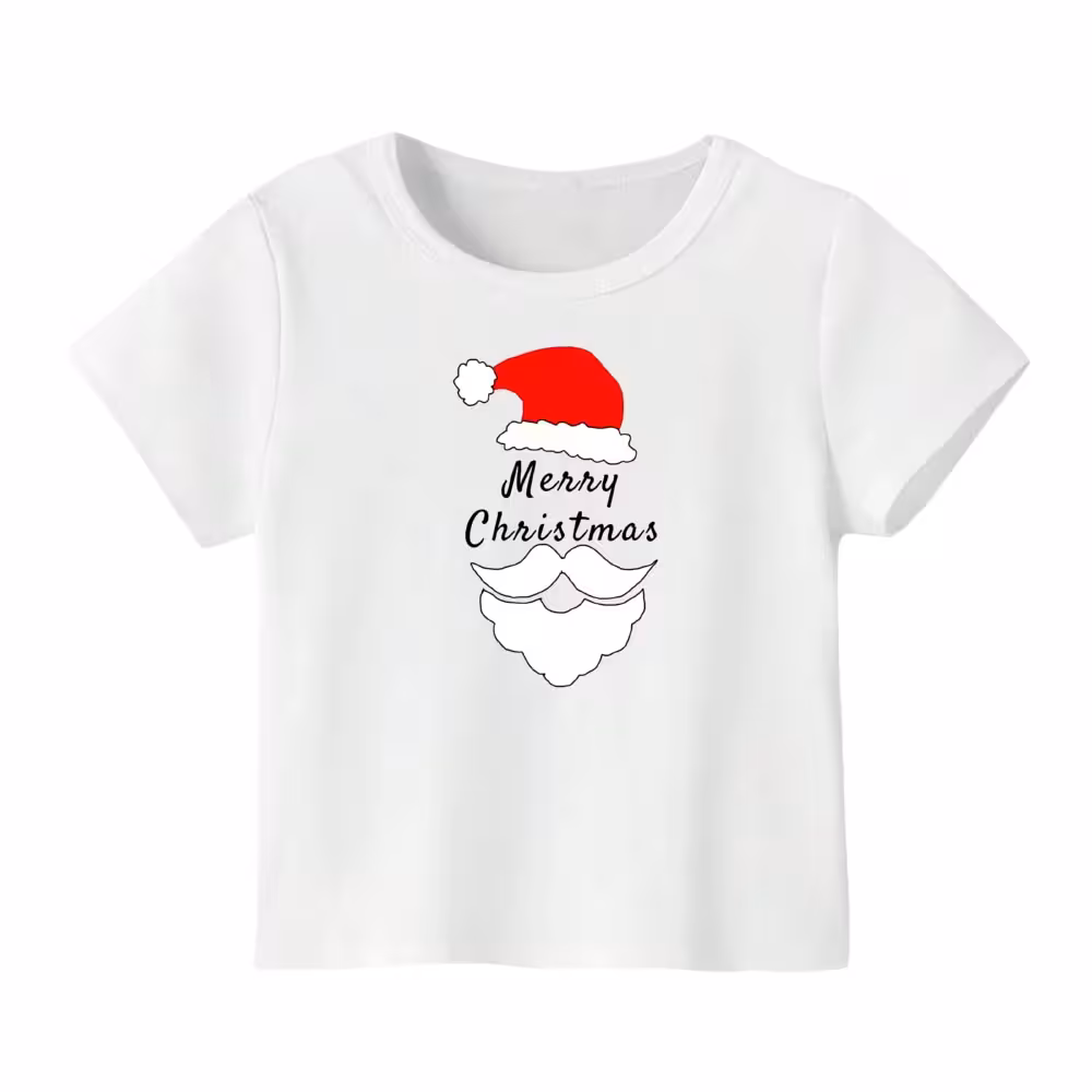 تی شرت آستین کوتاه بچگانه مدل بابانوئل کریسمس کد 49 رنگ سفید