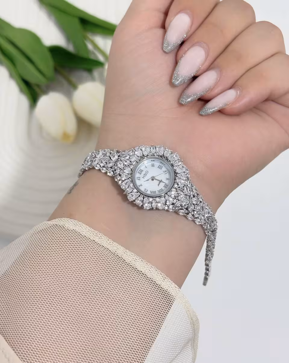 ساعت نقره جواهری زنانه کد 80345